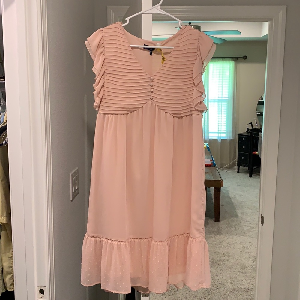 Pale Pink Petite Medium Knee-Length Sleeveless Dress